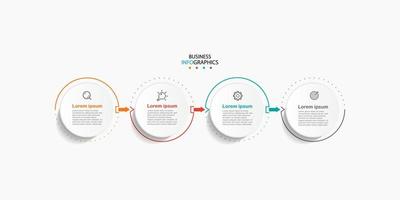 vector de plantilla de diseño infográfico empresarial moderno con iconos y 4 opciones o pasos. se puede utilizar para diagramas de proceso, presentaciones, diseño de flujo de trabajo, banner, diagrama de flujo, gráfico de información. eps10