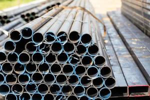 Stack of steel pipes photo