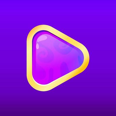 Game button in 2d style on colorful background. Options panel settings button purple. Cartoon vector illustration. Game ui for mobile casual games, ui kit, menu
