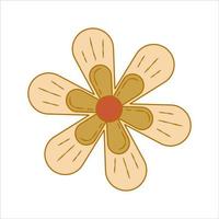 Boho groovy daisy flower isolated on white background. Daisy retro flower for pastel hippie design. Vector illustration