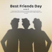 Best friends day background with a shadow of friendship embrace each other vector