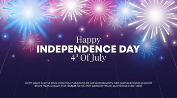 feliz 4 de julio fondo del día de la independencia con ilustración de fuegos artificiales vector