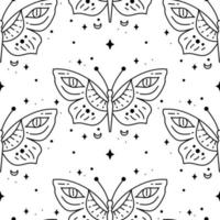 Elegant celestial butterfly seamless pattern. Boho background with magic element vector