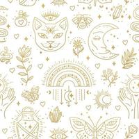 Magic boho symbols seamless pattern. Backdrop of gypsy sacred elements vector