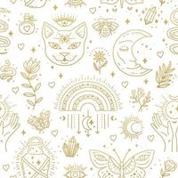 Magic boho symbols seamless pattern. Backdrop of gypsy sacred elements vector