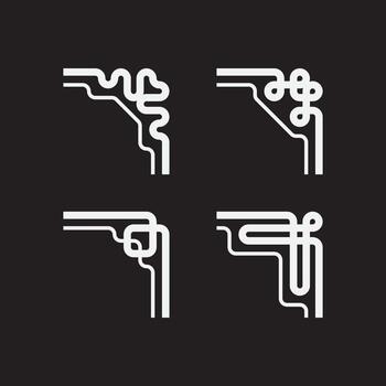 Frame corner decorative. Set of frame element. vector