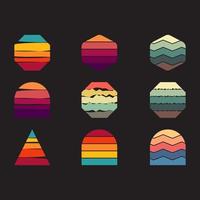 Retro vintage sunset background with different shapes. vector