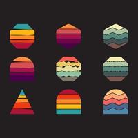 Retro vintage sunset background with different shapes. vector