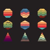 Retro vintage sunset background with different shapes. vector