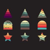 Retro vintage sunset background with different shapes. vector