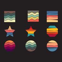 Retro vintage sunset background with different shapes. vector