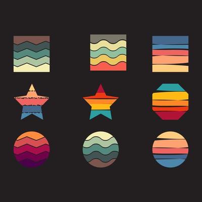 Retro vintage sunset background with different shapes.