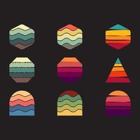 Retro vintage sunset background with different shapes. vector