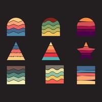 Retro vintage sunset background with different shapes. vector