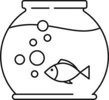 Fish in a bowl thin line icon vector