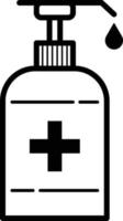 Hand sanitizer icon with health cross sign and liquid drop vector