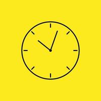 Wall clock thin line icon with yellow background vector