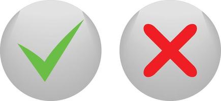 marca de verificación y x o icono de marca cruzada vector