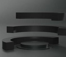 Minimalist Black theme background. 3d abstract minimal geometric forms. Glossy luxury podium for your design. photo