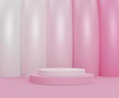 3d abstract minimalist geometric forms. Pink gradients luxury podium for your design in trendy. Fashion show stage,pedestal, shopfront with colorful theme. photo