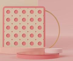 3d abstract minimalist geometric forms. Pink coral luxury podium display for your design. Fashion show stage,pedestal, shopfront with colorful theme. photo