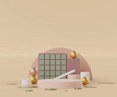 3d abstract geometric forms. Minimal Podium scene for display products. Fashion show stage,pedestal, shopfront with colorful theme. photo