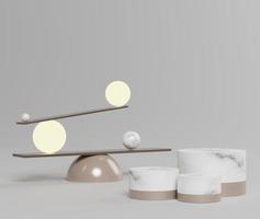 3d abstract minimal geometric forms. Glossy white marble luxury podium with simple geometric forms for your design . Art decor elements. photo