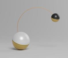 3d abstract simple geometric forms that show two balls holding by half circle of counterbalance. Art decorative elements. photo