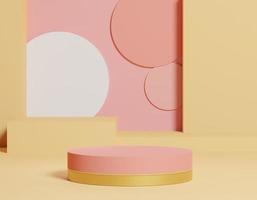 3d abstract geometric forms. Minimal scene with realistic podium and platforms. Fashion modern design show stage,pedestal, shopfront for mock up. photo