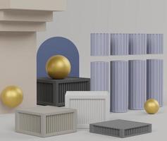 3d abstract geometric forms. Minimal scene with realistic podium and platforms. Fashion modern design show stage,pedestal, shopfront for mock up. photo