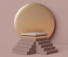 3d geometric forms. Empty arch podium in cream colors. Fashion show stage,pedestal, shopfront with colorful theme. Minimal scene for  product display. photo