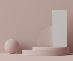 3d geometric forms. Podium in coral pink color. Fashion show stage,pedestal, shopfront with colorful theme. Minimal scene for  product display. photo