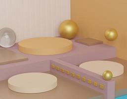 3d abstract geometric forms. Minimal scene with realistic podium and platforms. Fashion modern design show stage,pedestal, shopfront for mock up. photo