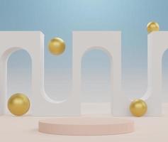 3d abstract geometric forms. Minimal scene with realistic podium and platforms. Fashion modern design show stage,pedestal, shopfront for mock up. photo