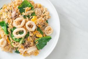 Fried rice with squid or octopus photo