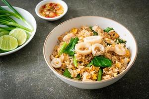 Fried rice with squid or octopus photo