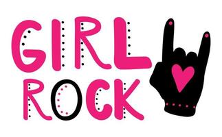 Girls Rock on. Rock music symbol vector