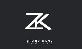Alphabet letters Initials Monogram logo ZK, KZ, Z and K vector