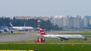 Airplanes traffic at Sheremetyevo airport, Moscow. video