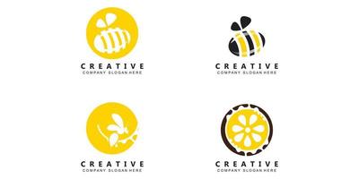 simple yellow honey bee free icon vector logo