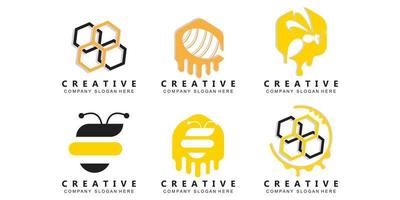 simple yellow honey bee free icon vector logo