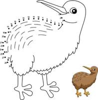 Dot to Dot Kiwi Animal Coloring Page for Kids vector