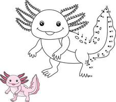 Dot to Dot Axolotl Coloring Page for Kids vector