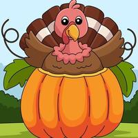 Thanksgiving Turkey Inside Pumpkin Illustration vector