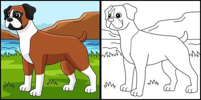 Boxer Dog Coloring Page Colored Illustration vector