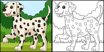 Dalmatian Dog Coloring Page Colored Illustration vector