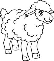 Sheep Coloring Page Isolated for Kids vector