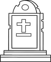 Grave Halloween Isolated Coloring Page vector