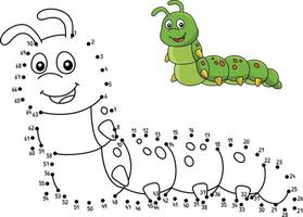 Dot to Dot Caterpillar Coloring Page for Kids vector