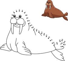 Dot to Dot Walrus Coloring Page for Kids vector